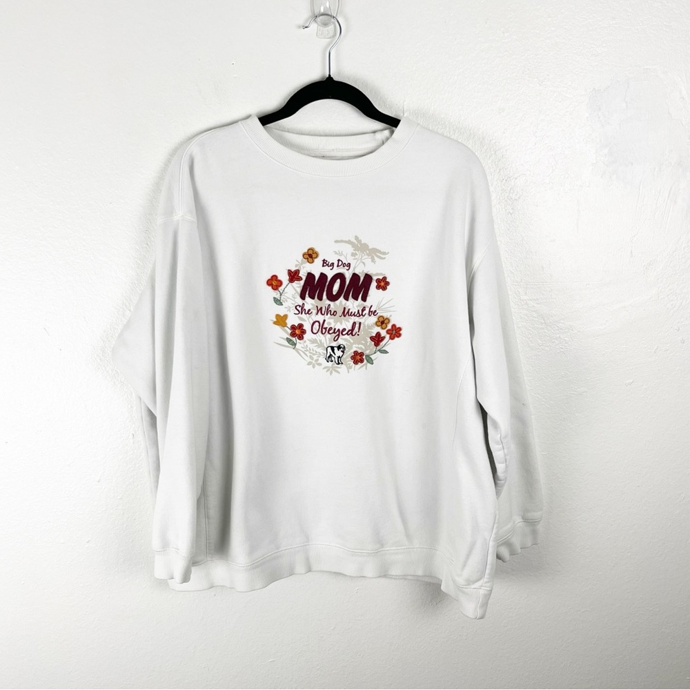 BIG DOGS White Long Sleeves Graphic Sweatshirt, Size 2X